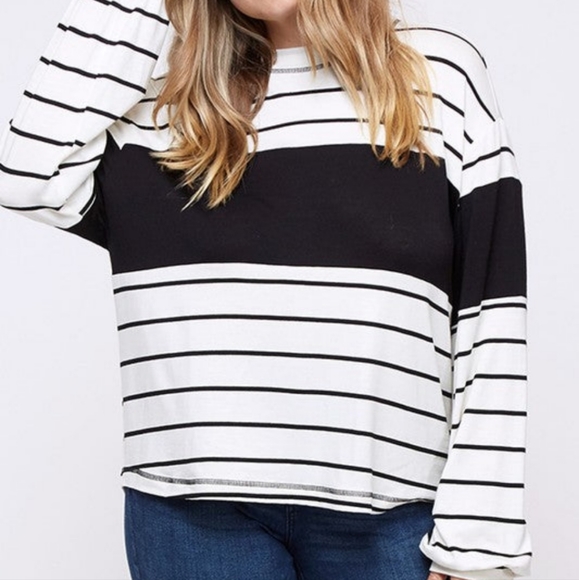Curvy Bold Striped Knit Top